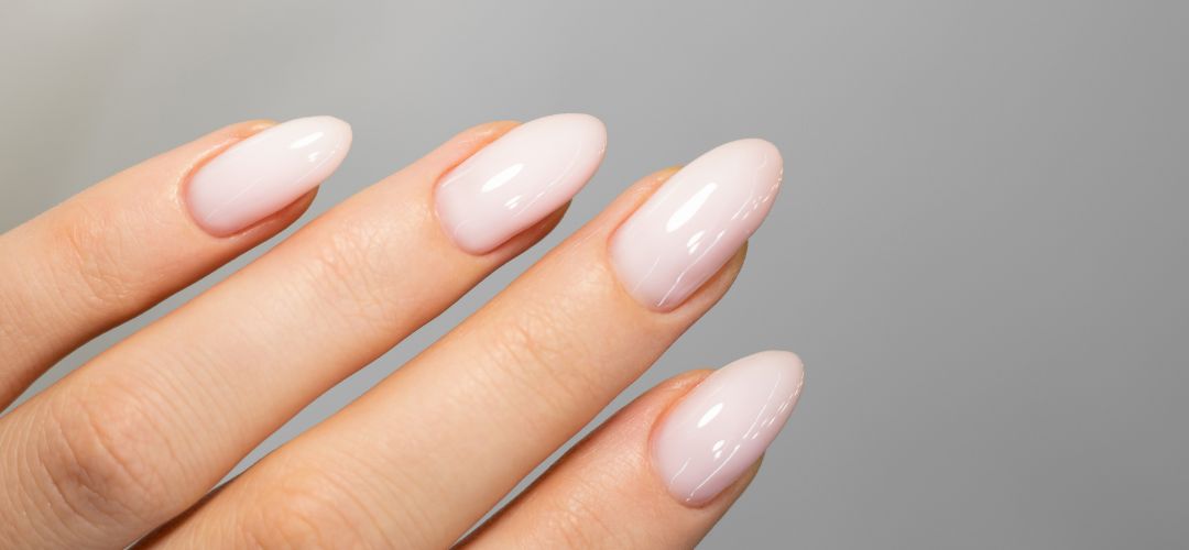 Almond milky white nails